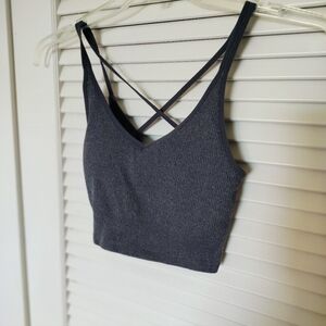 Lemon Gray Ribbed Sports Bra Size Medium